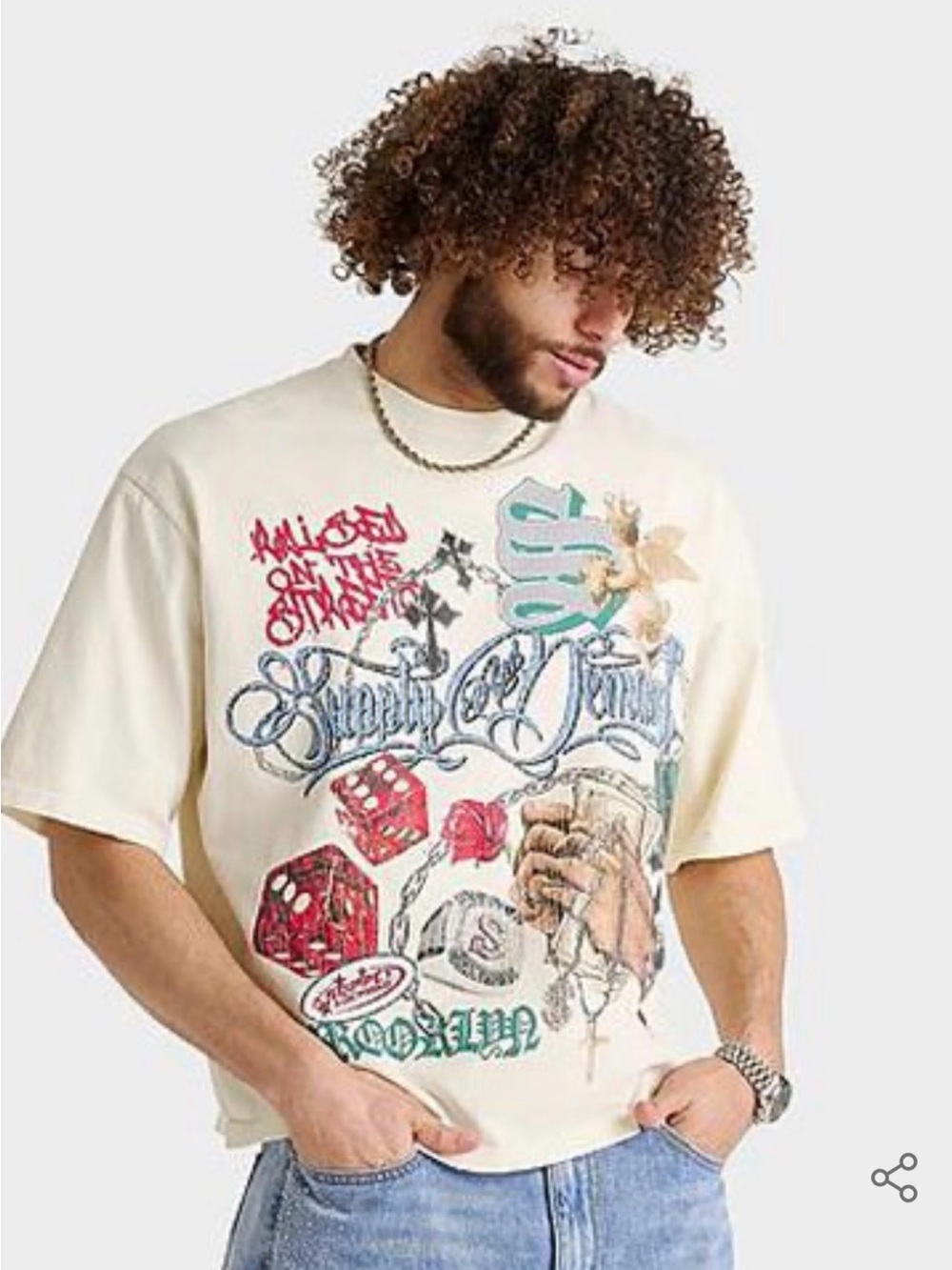 SUPPLY & DEMAND MOTLEY GRAPHIC T-SHIRT Small New Slightly Cropped